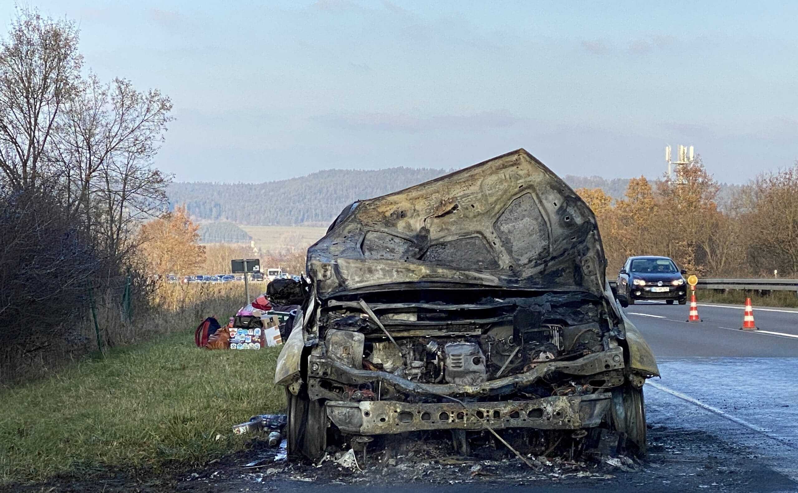 A 81 bei Dietingen: kilometerlanger Stau nach Fahrzeugbrand