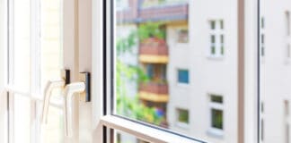 white frame of a modern window