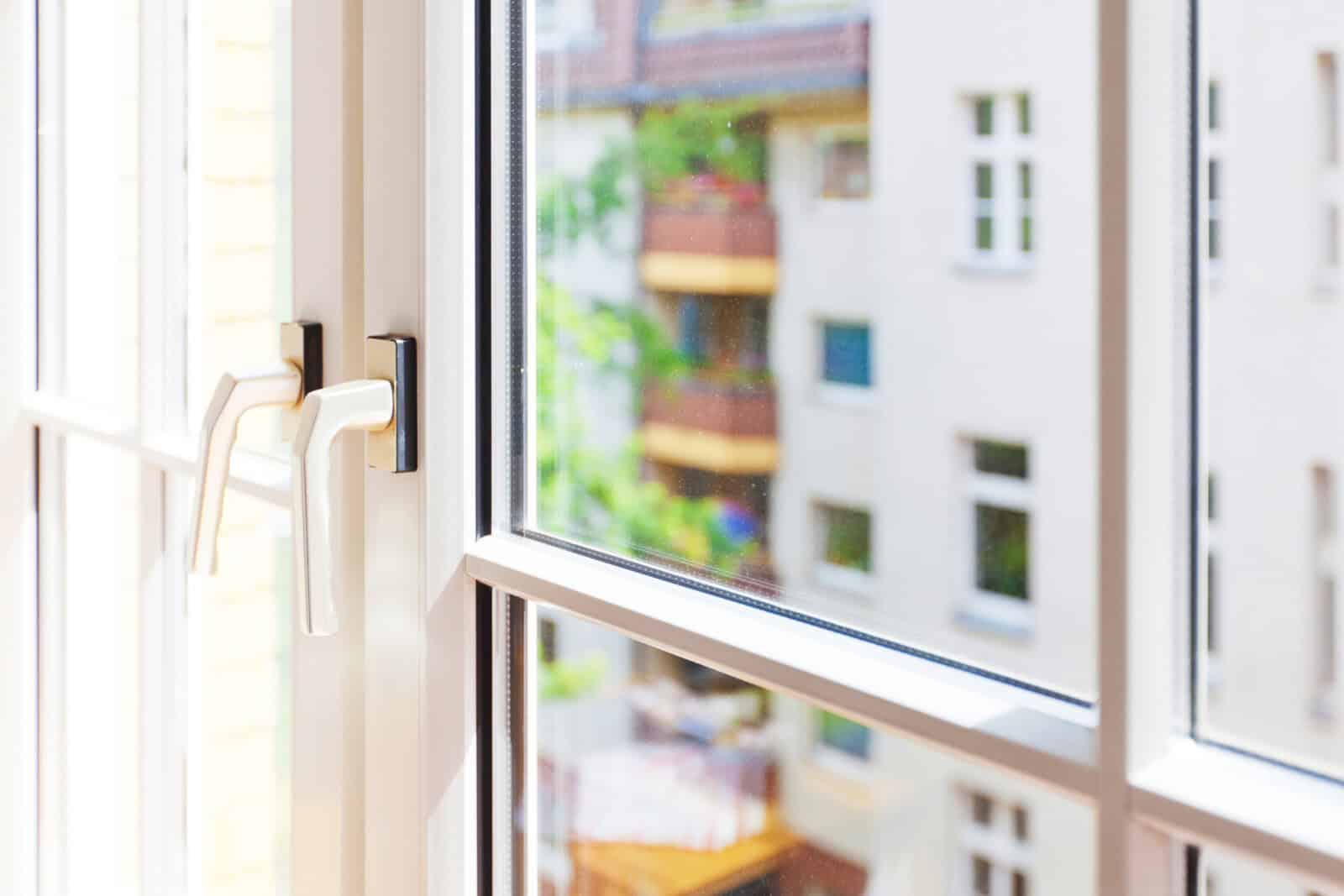 white frame of a modern window