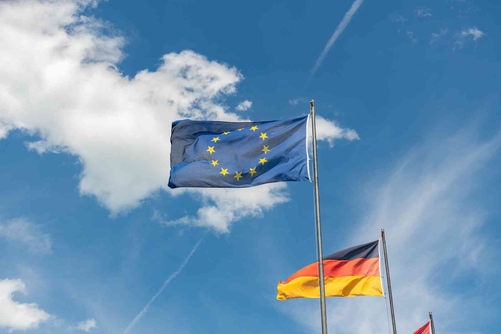 european flags in mainau in germany